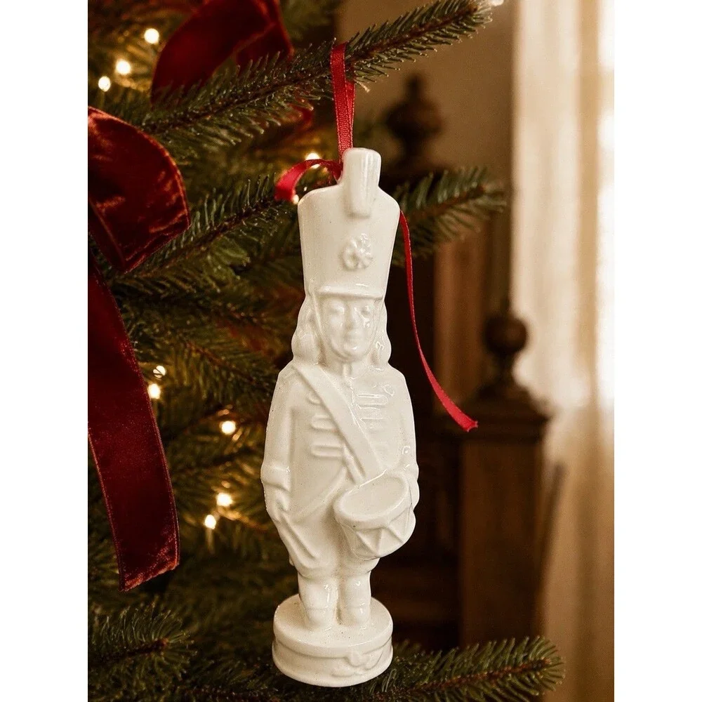 Vintage Pfaltzgraff Drummer Boy Toy Soldier Bone China Christmas Ornament 4.25”